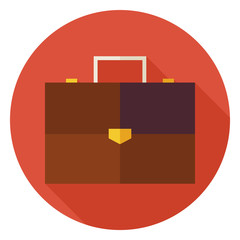 Fototapeta premium Flat Office Business Briefcase Circle Icon with Long Shadow