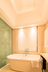 Modern bathroom interior with bathtub