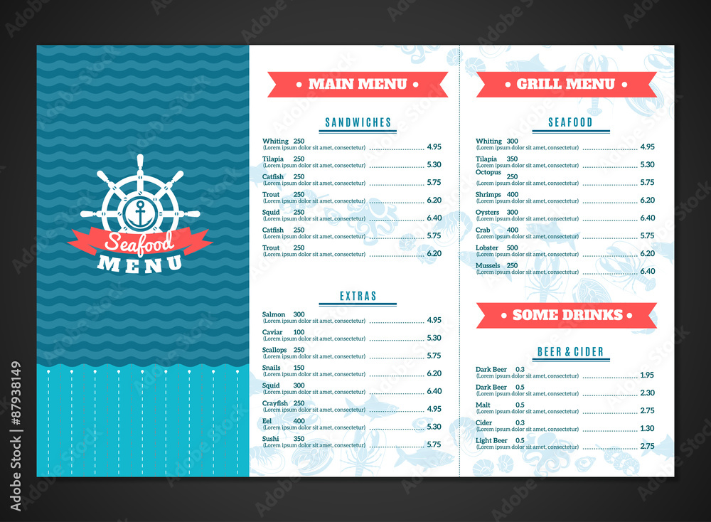 Sticker Seafood Menu Template