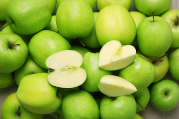 Green apples, closeup