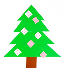 Creative paper Christmas tree on white paper sheet