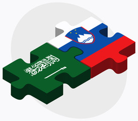 Saudi Arabia and Slovenia Flags in puzzle