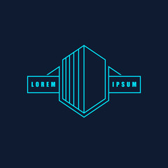 Business or building icon logo template. Isolated on black background. Vector illustration.
