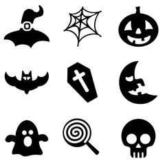 Halloween web and mobile logo icons collection