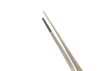 metal tweezers isolated over the white background