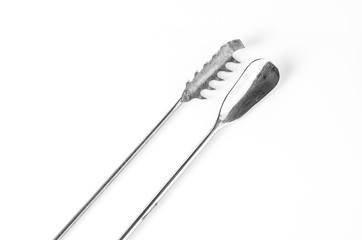 collection of plant tissue laboratory instruments on white backg