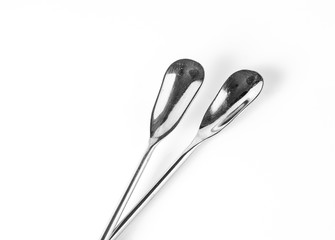 collection of plant tissue laboratory instruments on white backg