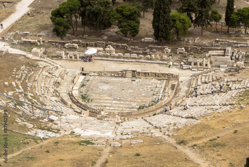 Wall mural Ancient theater under Acropolis of Athens, Greece