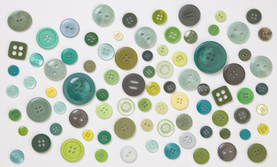 Collection of Green Designer Buttons on White Background