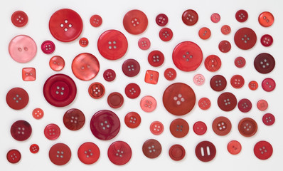 Collection of Red Designer Buttons on White Background