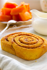 Pumpkin cinnamon rolls with spices and sweet cream