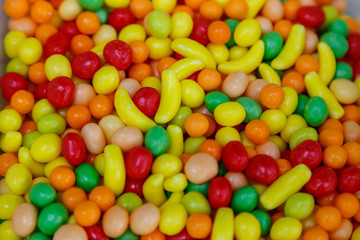 Fototapeta na wymiar colorful candy group closeup