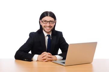 Businessman in business concept isolated on white