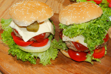 Hamburger, Fast food, Burger, Hacksteak, Salat, Tomaten, Käse, G