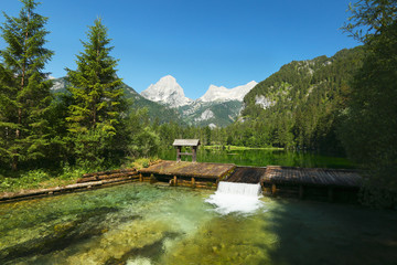 Green alpine lake in Hinterstoder, Upper Austria