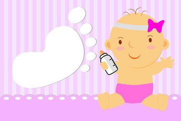 Baby Girl Greeting Card white big blank baby foot shape to add your text
