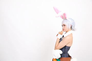 Bunny girl isolated in white background