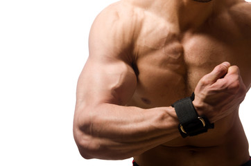 Naklejka premium Muscular man isolated on the white background