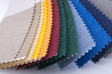 Multicolor tone of fabric sample on white background