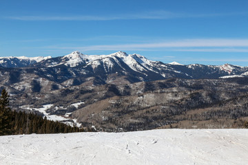 Top of a groomed ski run at Purgatory
