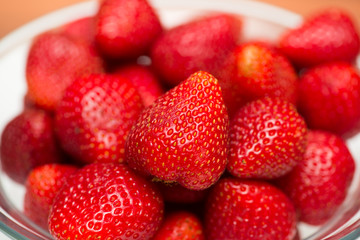 Strawberries arranged on the display