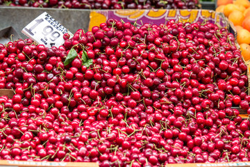 Fresh cherries in the market