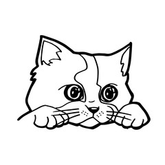 Cat cartoon line art vector
