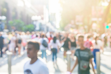 Blur people at orchard road in singapore