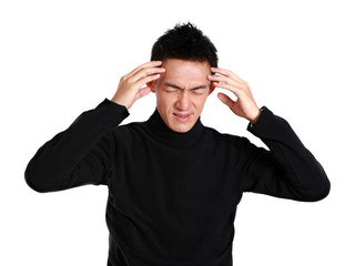 Naklejka premium asian man with headache