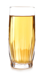 Glass of apple juice isolated on white