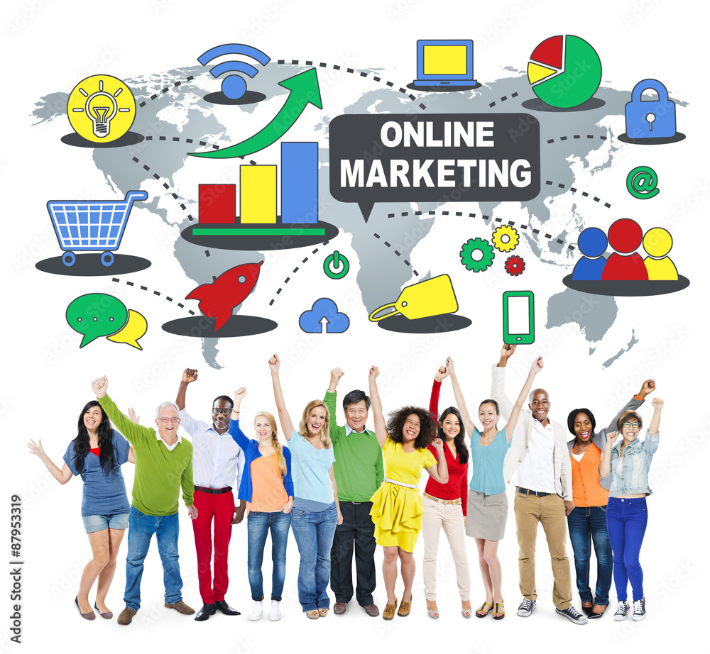 Poster online marketing commerce global business strategy concept - Posters