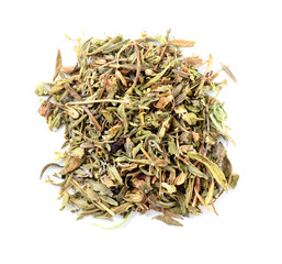 Pile of herbal tea isolated on white