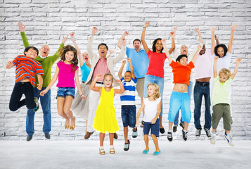 Obraz premium Children Celebration Jumping Ecstatic Happiness Concept