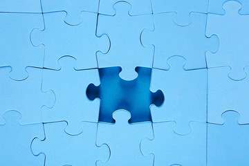 Missing puzzle piece, closeup