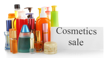 Cosmetics for sale, isolated on white