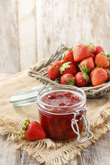 Jar of strawberry jam