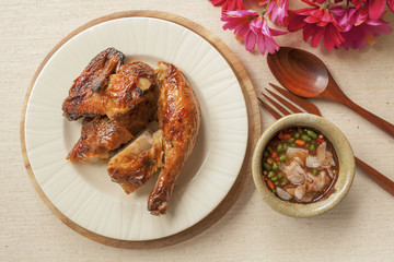 Thai food, Grill chicken with spicy sauce