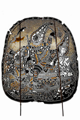  Nang Yai or Large Puppets Shadow Play figure at Wat Khanon RATCHBURI, THAILAND  Made of perforated...