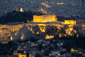 Fototapeta na wymiar Acropolis of Athens in the night, Greece