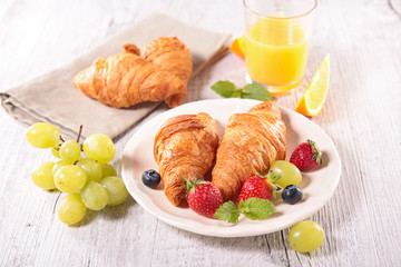 croissant and fruit
