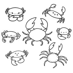 Naklejka premium crab doodle, set