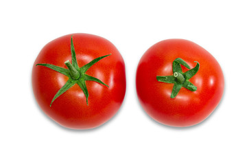 Two ripe red tomatoes closeup