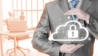 Protect cloud information data concept. Security and safety of