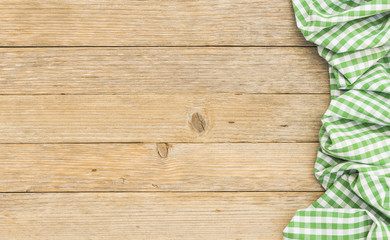 Tisch Decke klassisch grün weiß kariert auf Holz Hintergrund