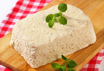 Block of homemade tofu
