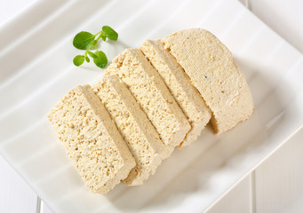Slices of organic tofu
