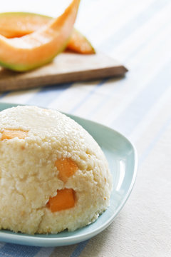 Coconut Millet Pudding With Cantaloupe