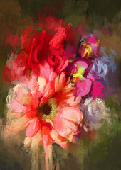 bouquet flowers in oil painting style,illustration © grandfailure
