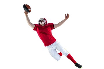 American football player scoring a touchdown