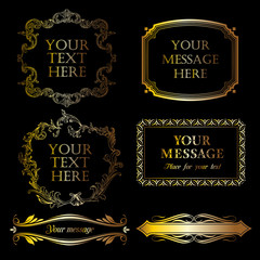 Frames gold ornament vector